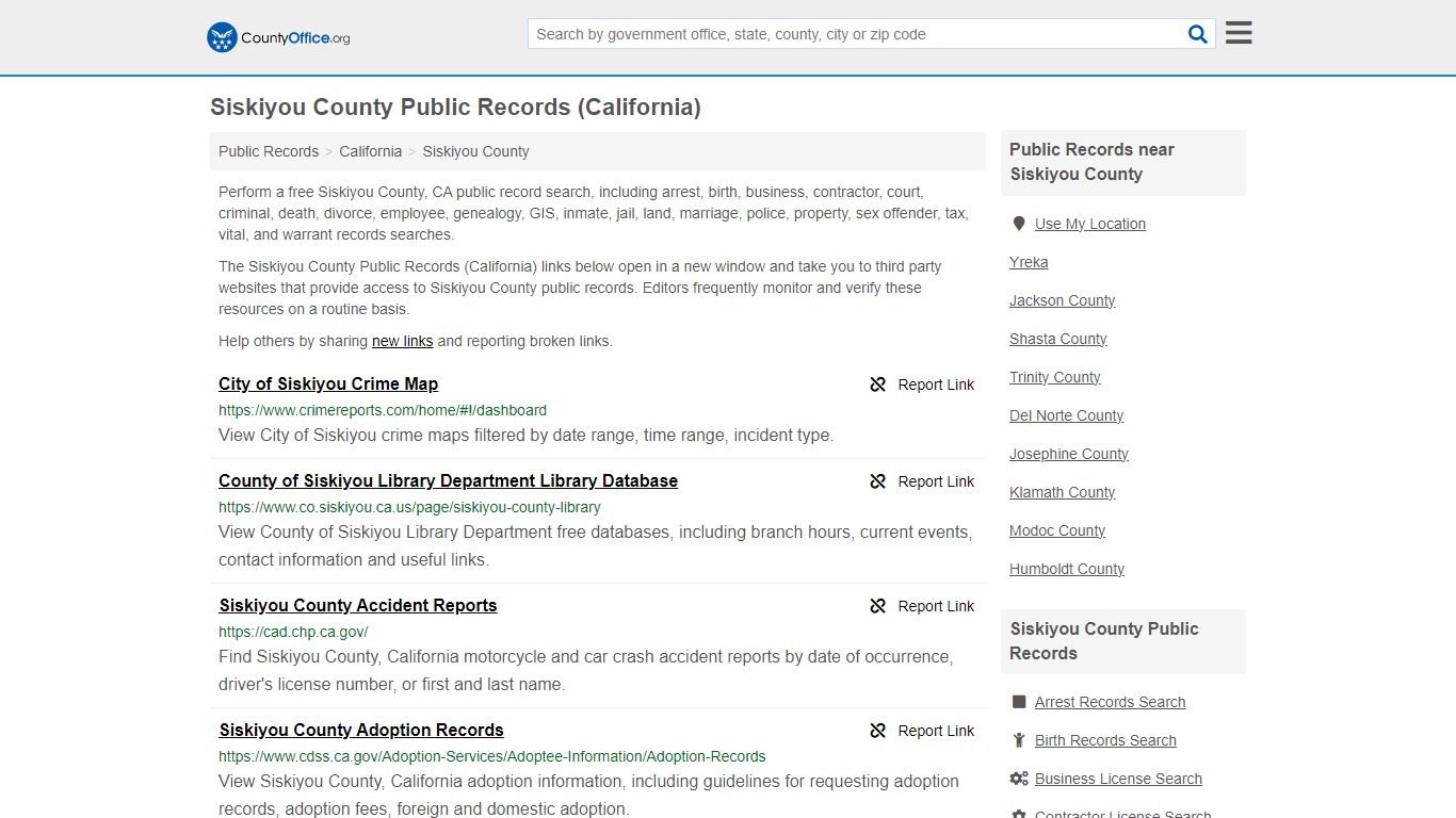 Siskiyou County Public Records (California) - County Office